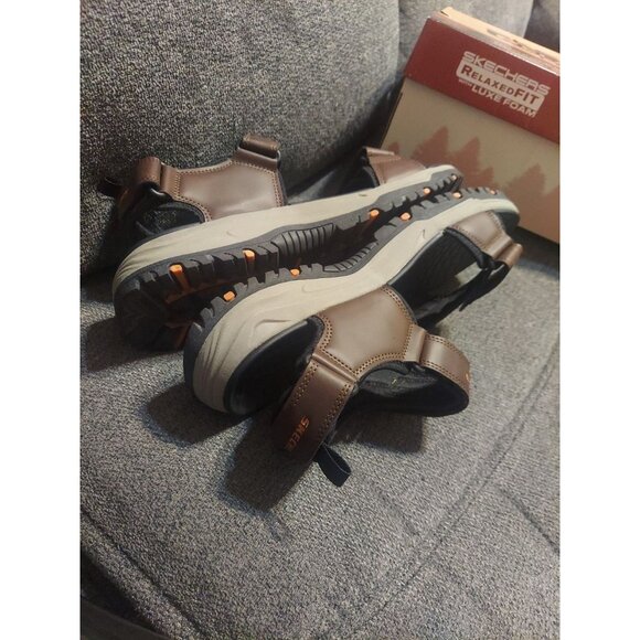 Skechers Relaxed fit with Luxe Foam Sandals Mens Size 13 Brown Black Summer ☀️ - Picture 9 of 14